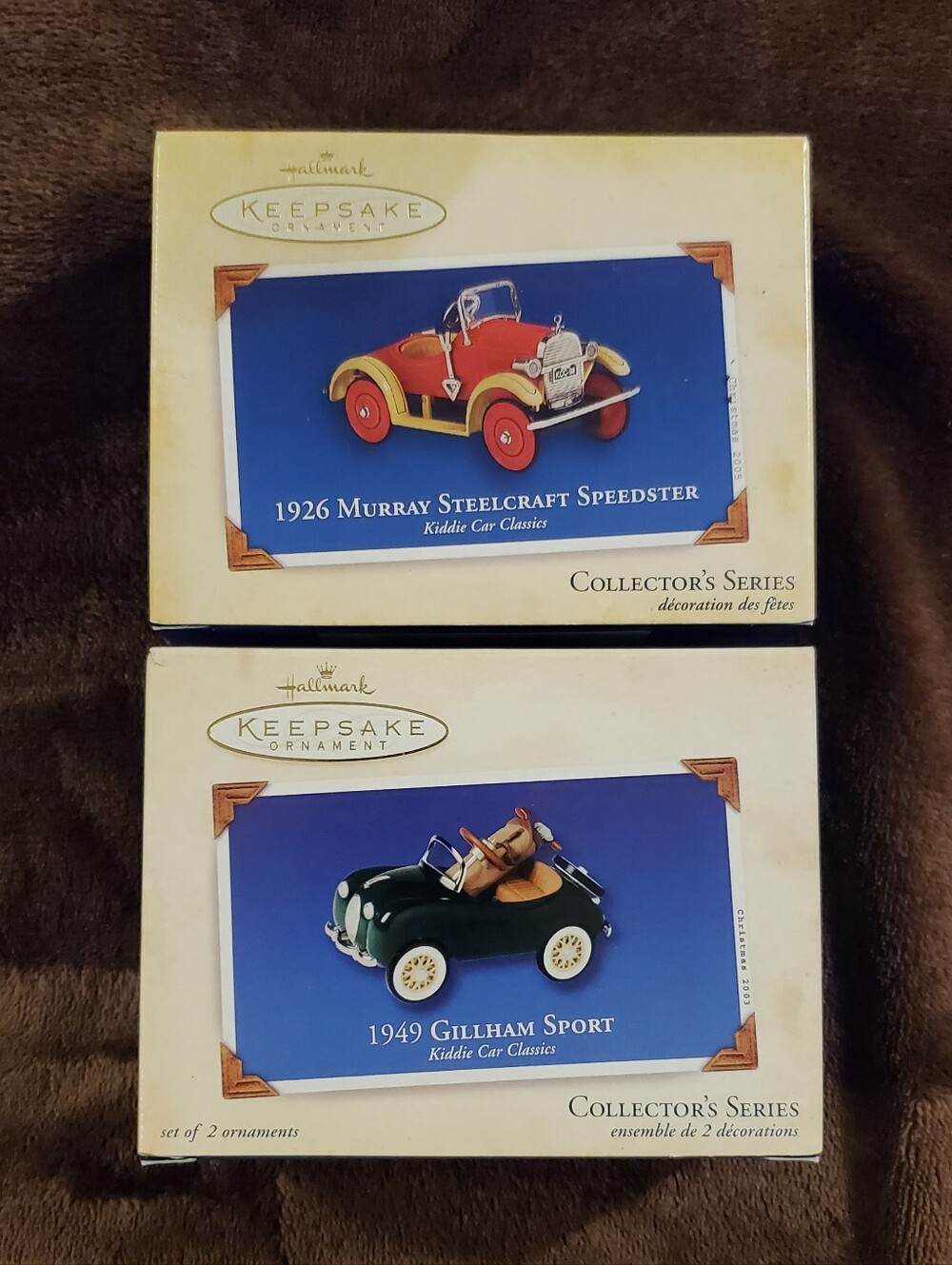Hallmark Keepsake Ornaments 1926 Murray & 1949 Gillham Sport  Collection Series